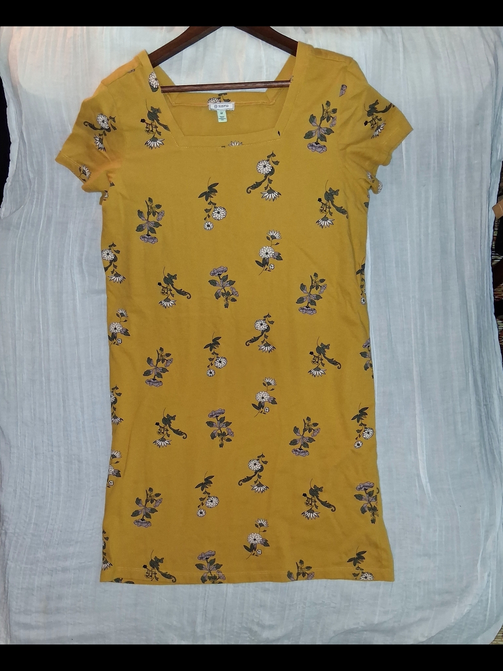 Susina Mustard Yellow Floral Shift Dress